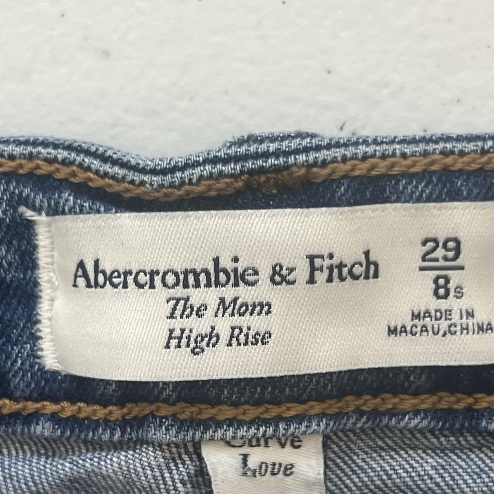 Abercrombie & Fitch The Mom High‎ Rise Tapered Destroy Cropped Jeans Size 29 - Picture 10 of 14